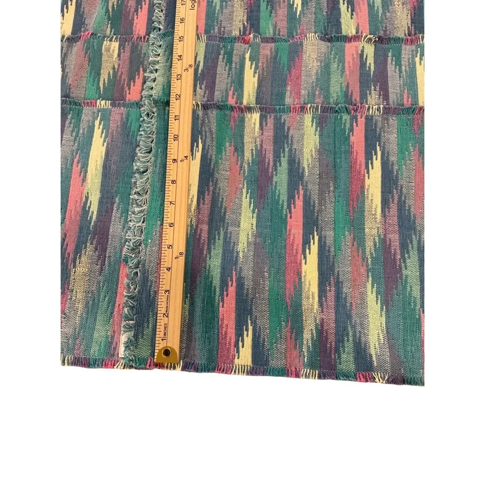 Park B Smith Mandalay Blue Ikat Hand Woven Cotton Fringed‎ Placemats Set of 6